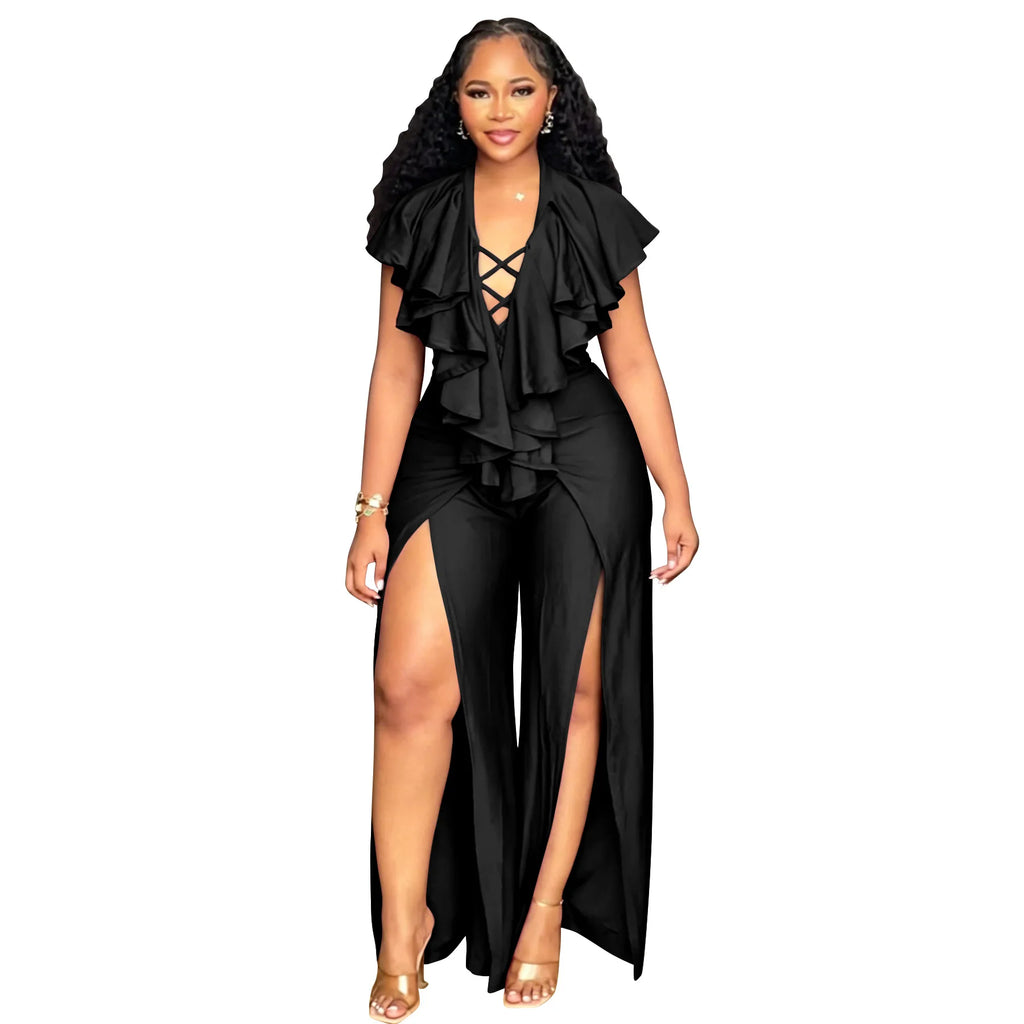 Plus Size Women Clothes Jumpsuit Summer Clothes Black Leisure Bodysuit Jumpsuit