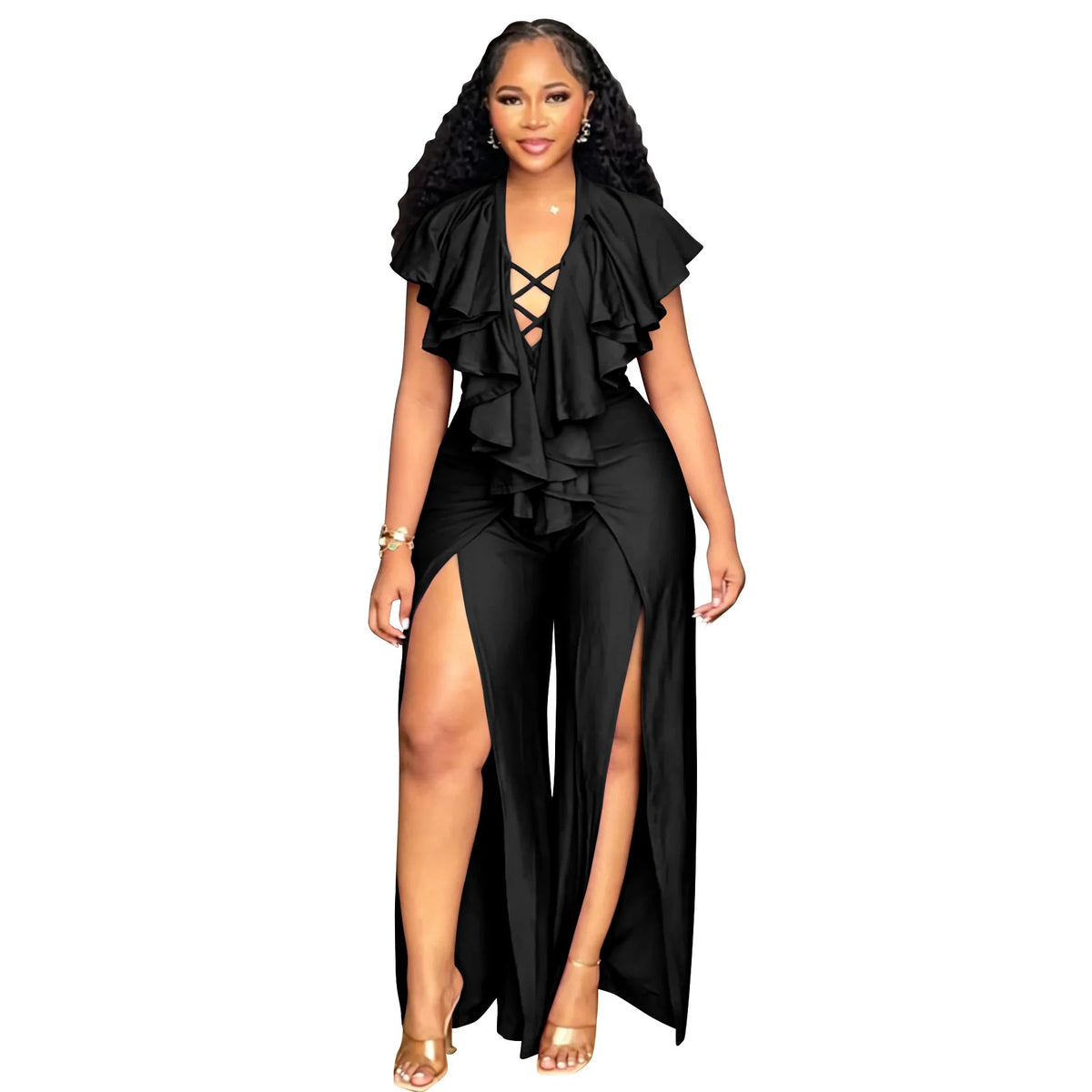 Plus Size Women Clothes Jumpsuit Summer Clothes Black Leisure Bodysuit Jumpsuit