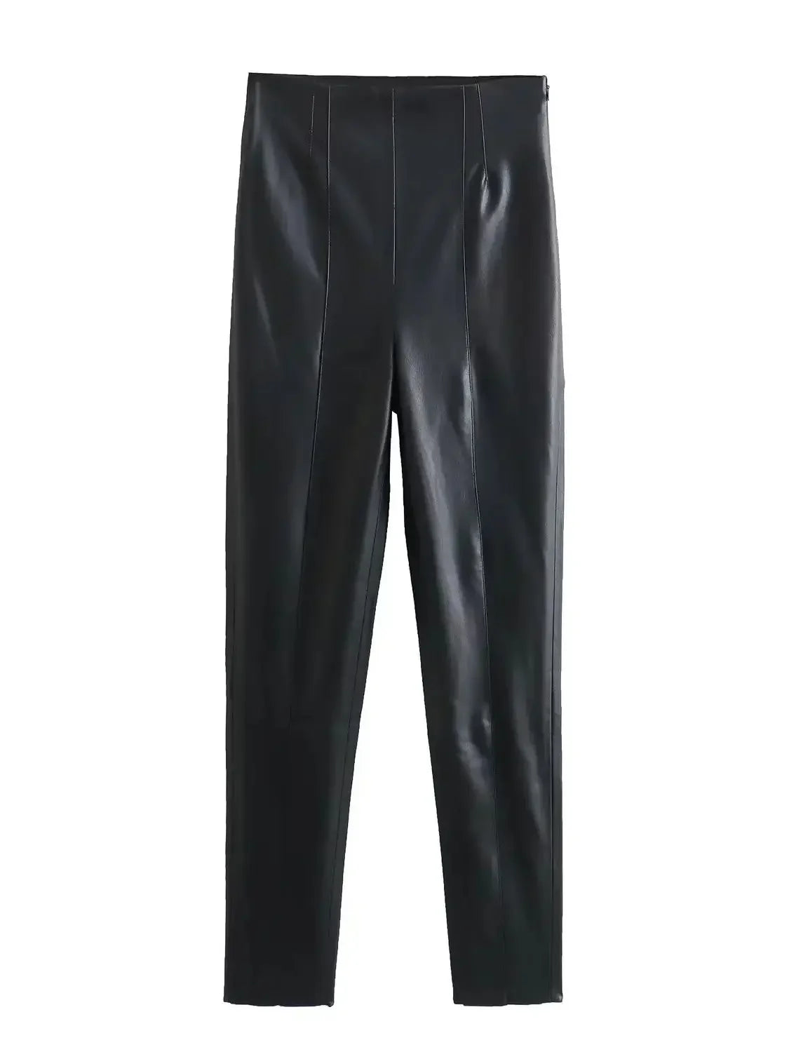 Panther Valley Retro High Waist Faux Leather Skinny Trousers