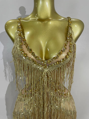 Watkin Glen Sparkly Black Rhinestones Sequined Fringe jumpsuit