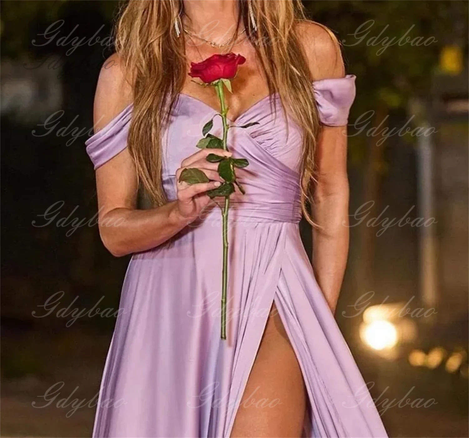 Basking Ridge Off the Shoulder Prom V-neck Backless Party Formal Evening Dress