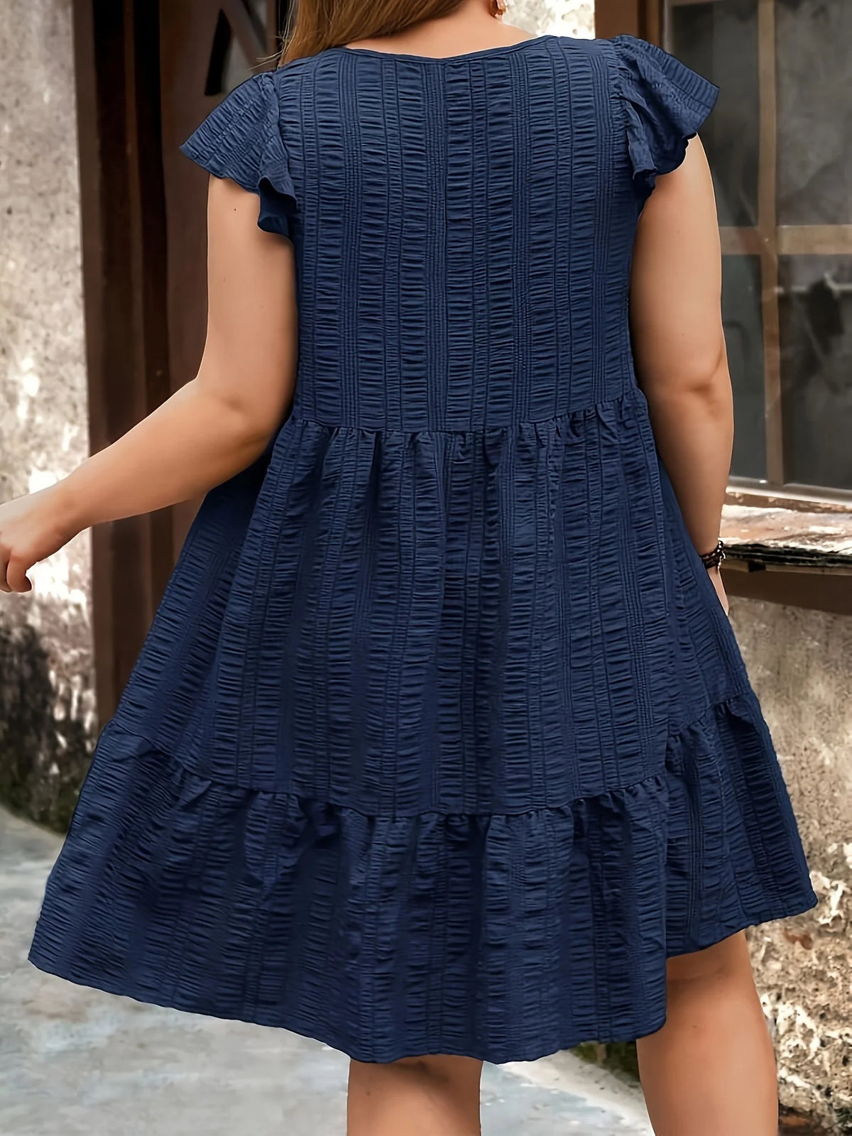 Barcelona Plus Size Elegant Solid Dress Casual Sweet Smock Crew Neck Loose Dresses