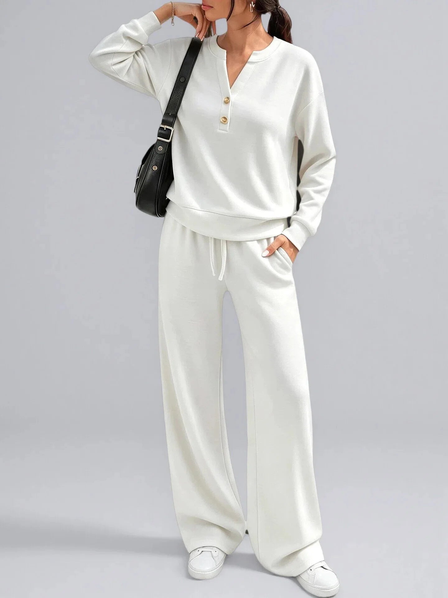 Maria Simple Style Fashionable Wide-leg Two Piece Sets