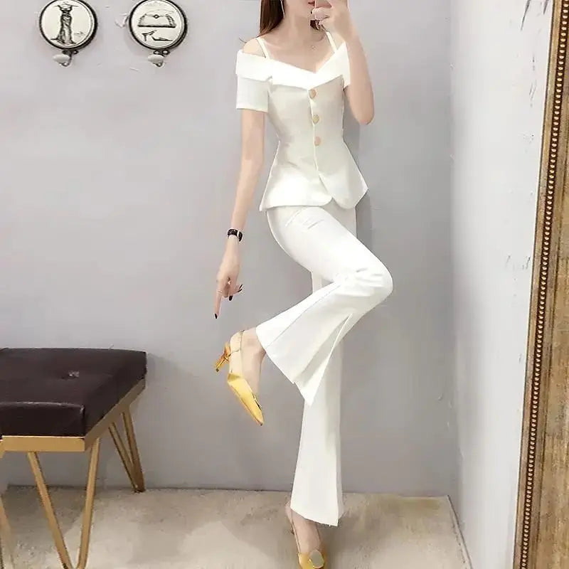 Naomi Outfit Wide Leg Trouser Suit Two Piece Sets