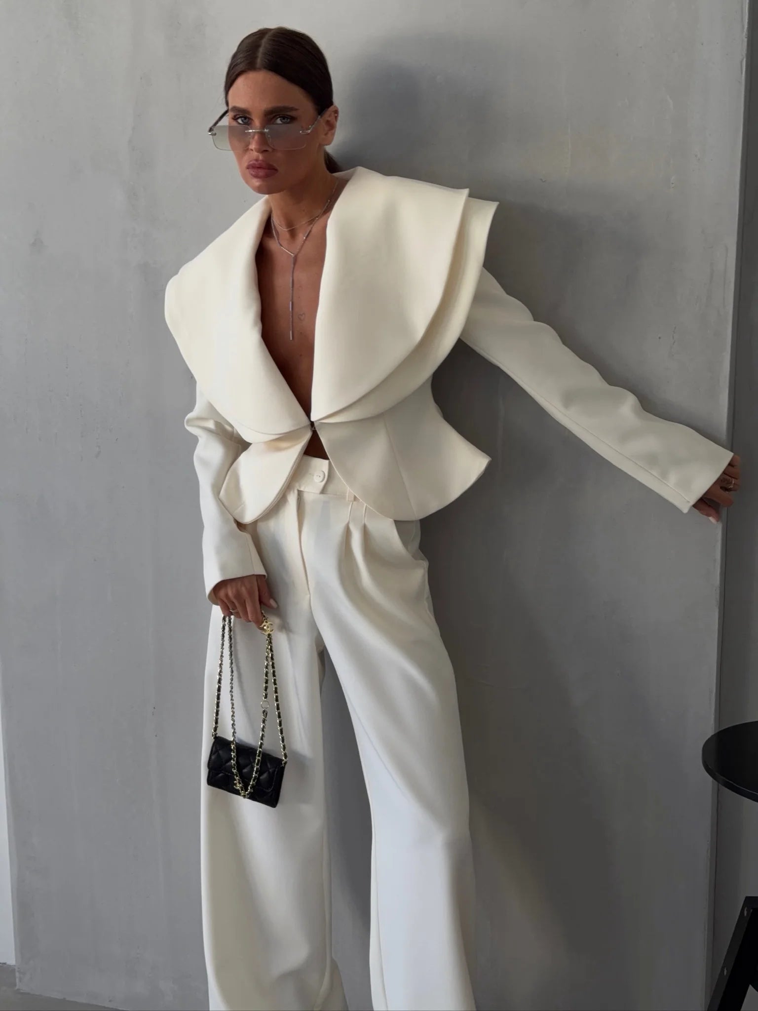 Laura Oversized Double Layer Lapel Two Piece Sets