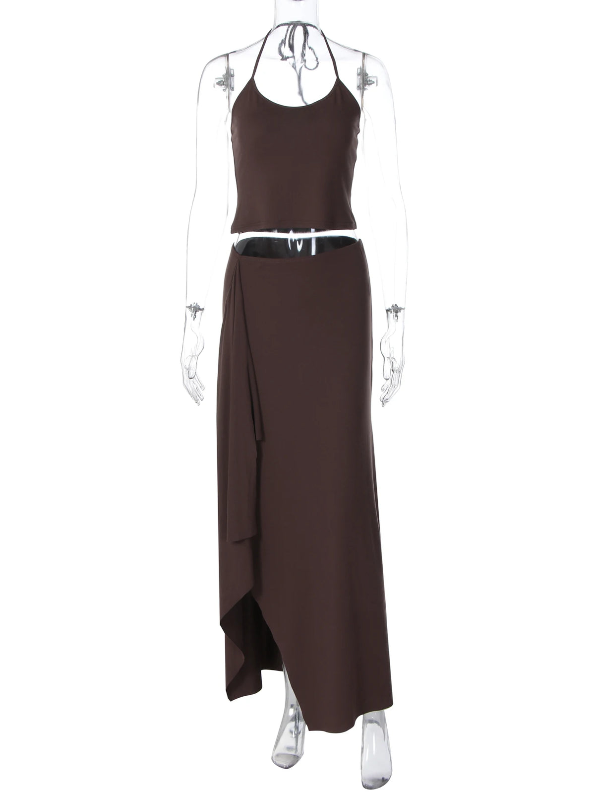 Ursula Solid Backless Lace Up Sexy Two Piece Sets