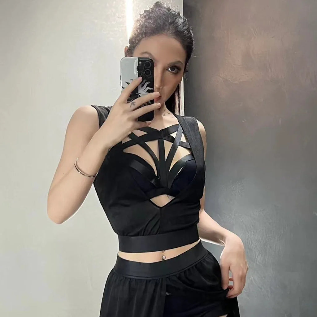 Leslie Goth Club Mesh Sexy Summer Two Piece Sets
