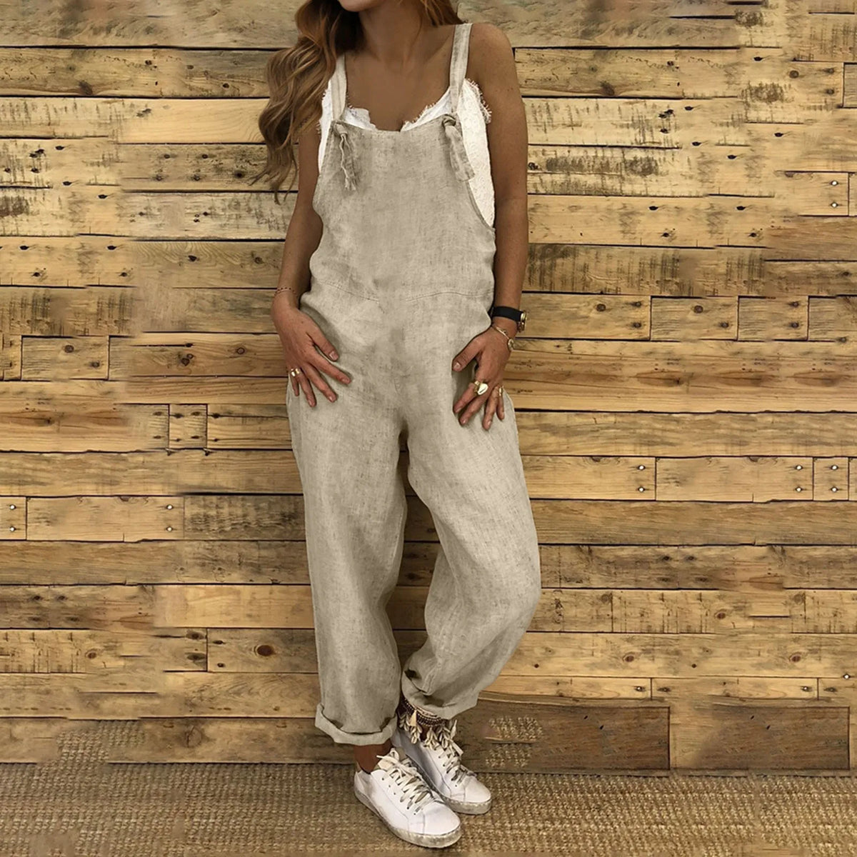 Women Plus Size Overalls Jumpsuits Casual Solid Loose Dungarees Retro Fashion