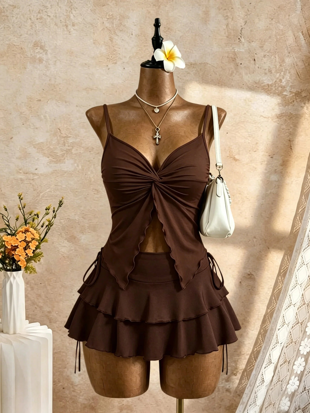 Naomi High Waist Ruched Outfit Two Piece Sets