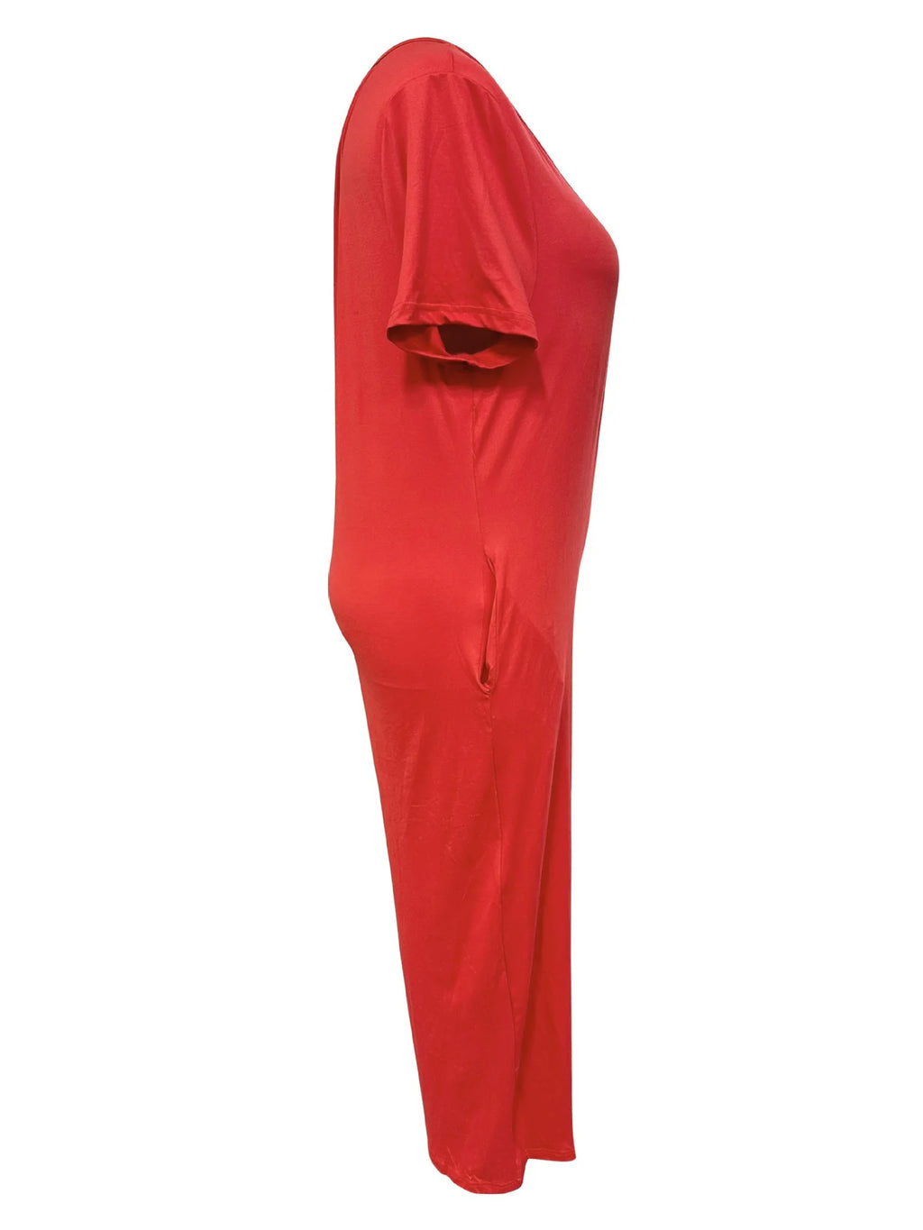 Plus Size Summer Women's Solid Color Jumpsuit with Pockets Casual Fashion