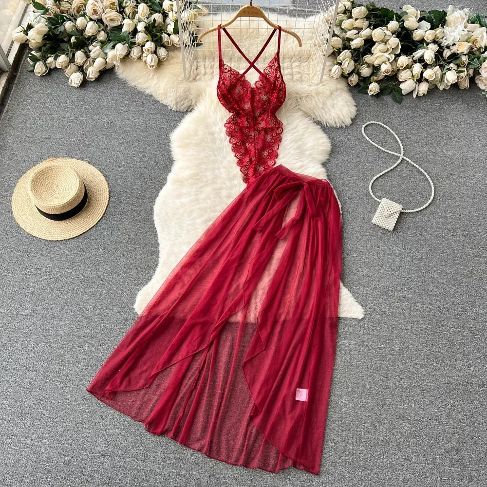 Emily Sleeveless Slim Backless Hallow Two Piece Sets
