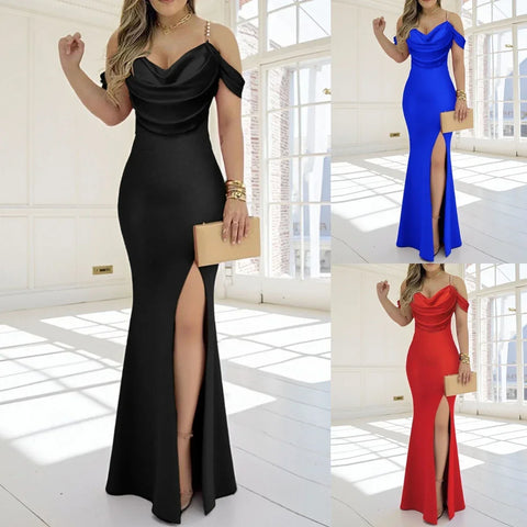 Kentucky Strappy Sexy Slim Waist Slit Evening Dress