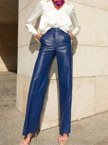 Sparta Trendy Lady Commuting Clothing High Waist Straight Trousers Women's Pants