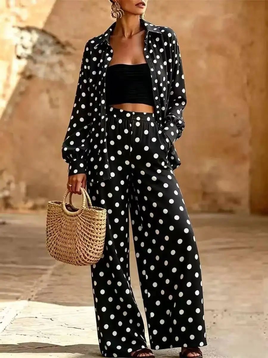 Rita Outfit Long Sleeve Lapel Button Two Piece Sets