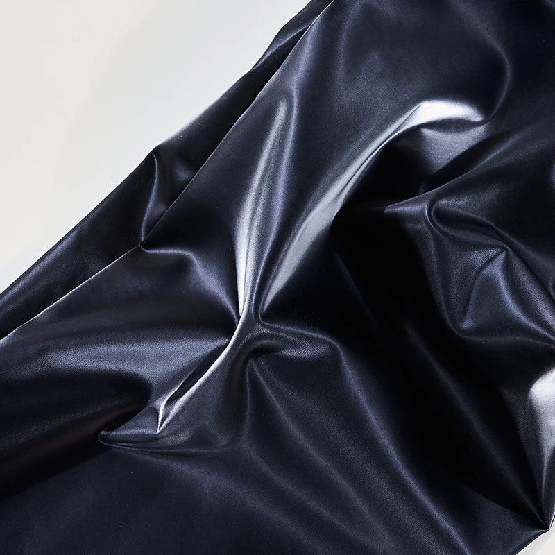 Morrestown Luster Shiny Elasticity Printing Leggings Slim Elastic Leather Pants