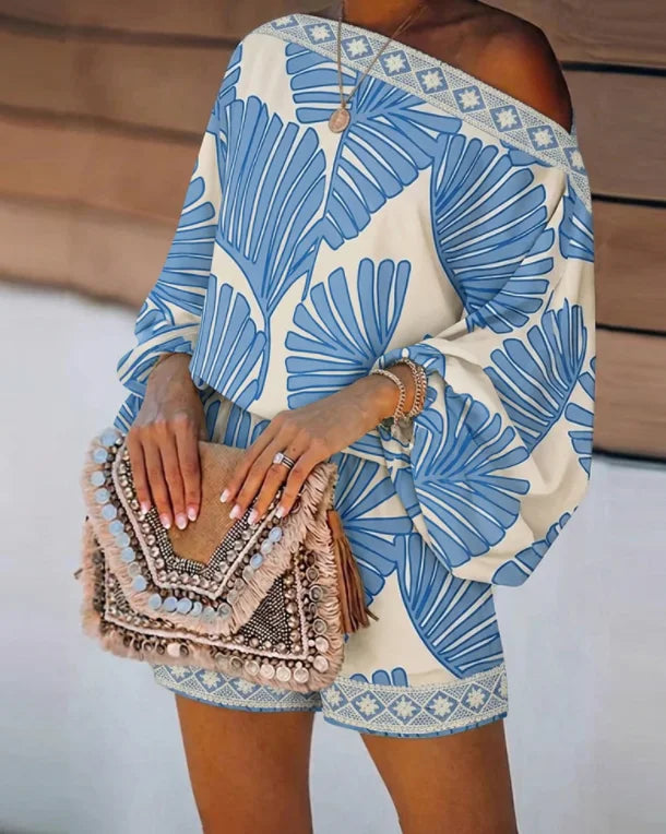 Sally Women's Tropical Leaf Print Two-Piece Sets