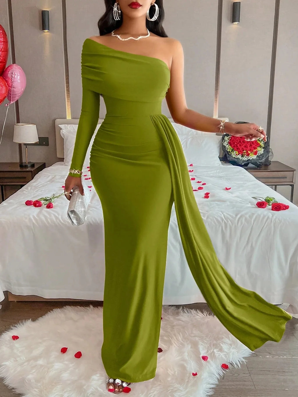 Barrie Elegant Backless Sleeveless Off Shoulder Maxi Dress