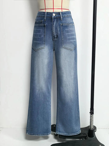 Jeans Denim Pant Women Vintage Wide Leg Long Pants Casual Loose High Waist Straight