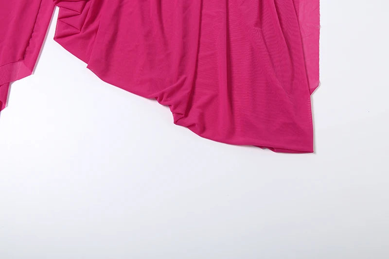 Ferris Lake See Through Midnight Irregular Full Sleeve Crop Matching Set