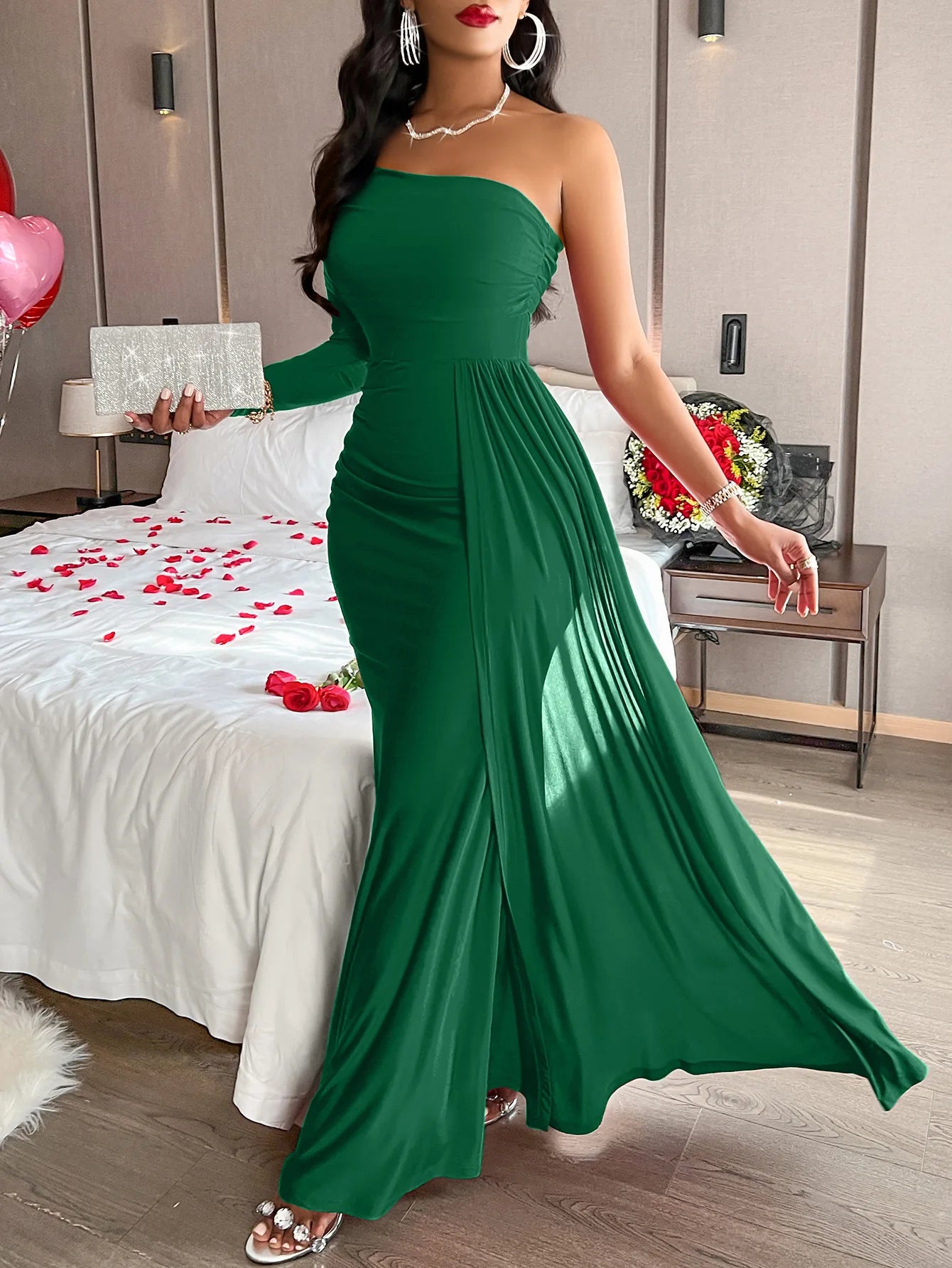 Barrie Elegant Backless Sleeveless Off Shoulder Maxi Dress