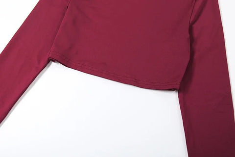 Mahopac Crop Shirring Irregular Hem Skinny Tracksuit Set