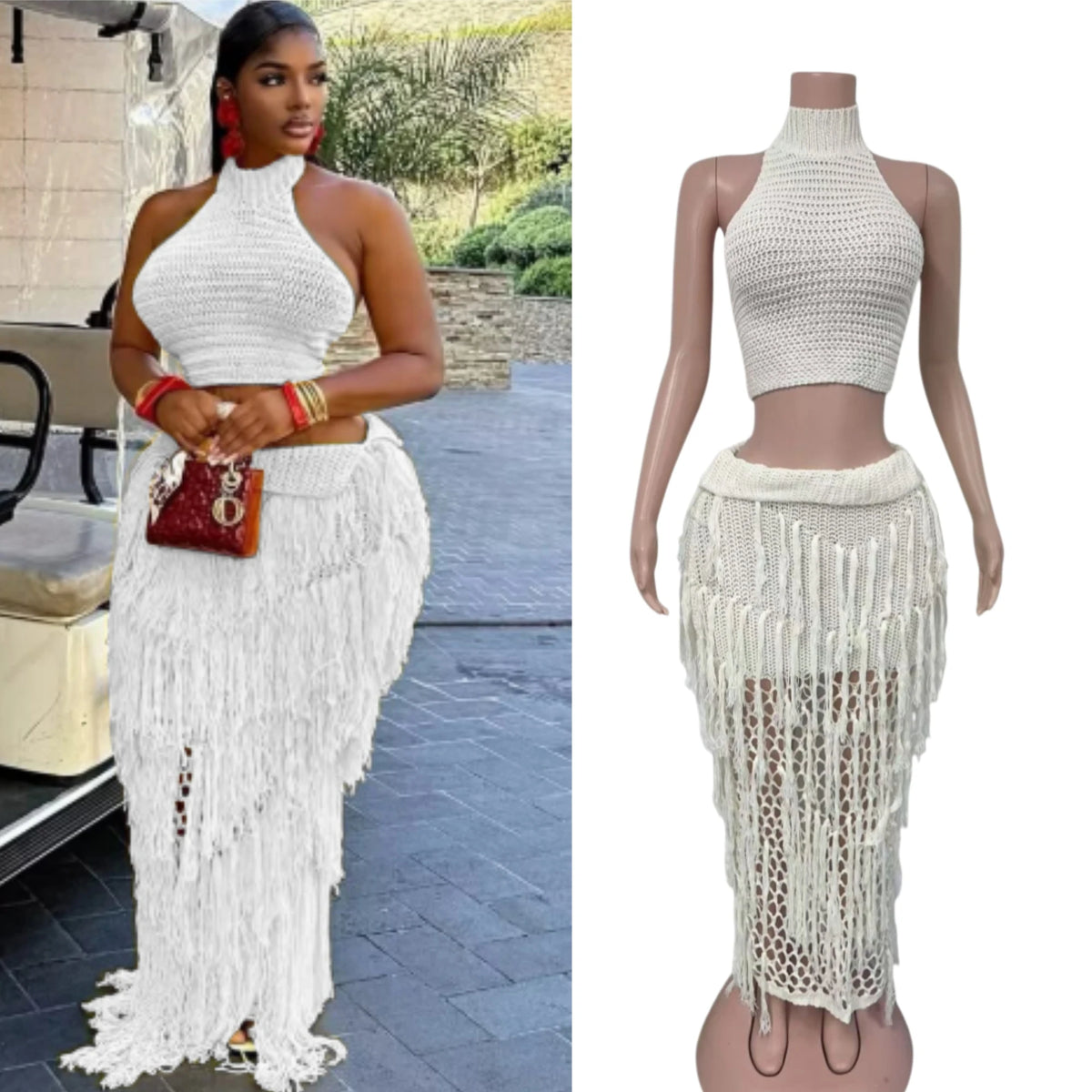 Hannah Casual Tassel Patchwork Two Pieces Sets