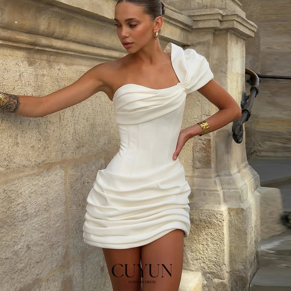 One Shoulder Sexy Mini Prom Backless Customized Sheath Party Dresses