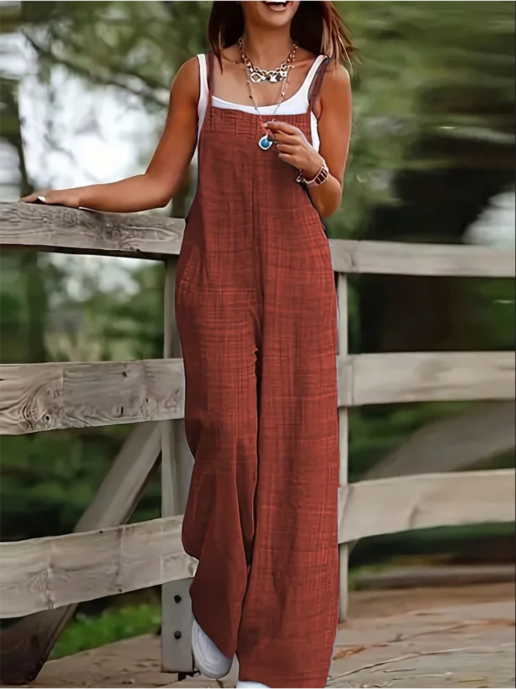 Wilson Township Loose Casual Solid Color Overalls Trend Jumpsuit