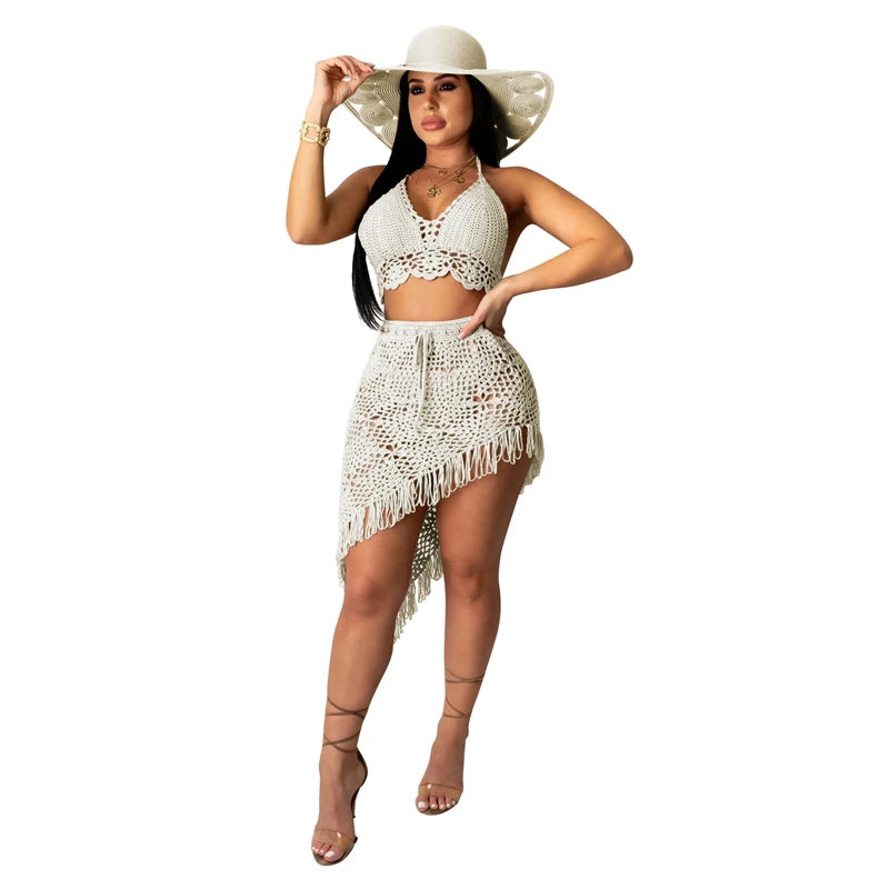 Katherine Knitted Summer Beach Two Piece Sets