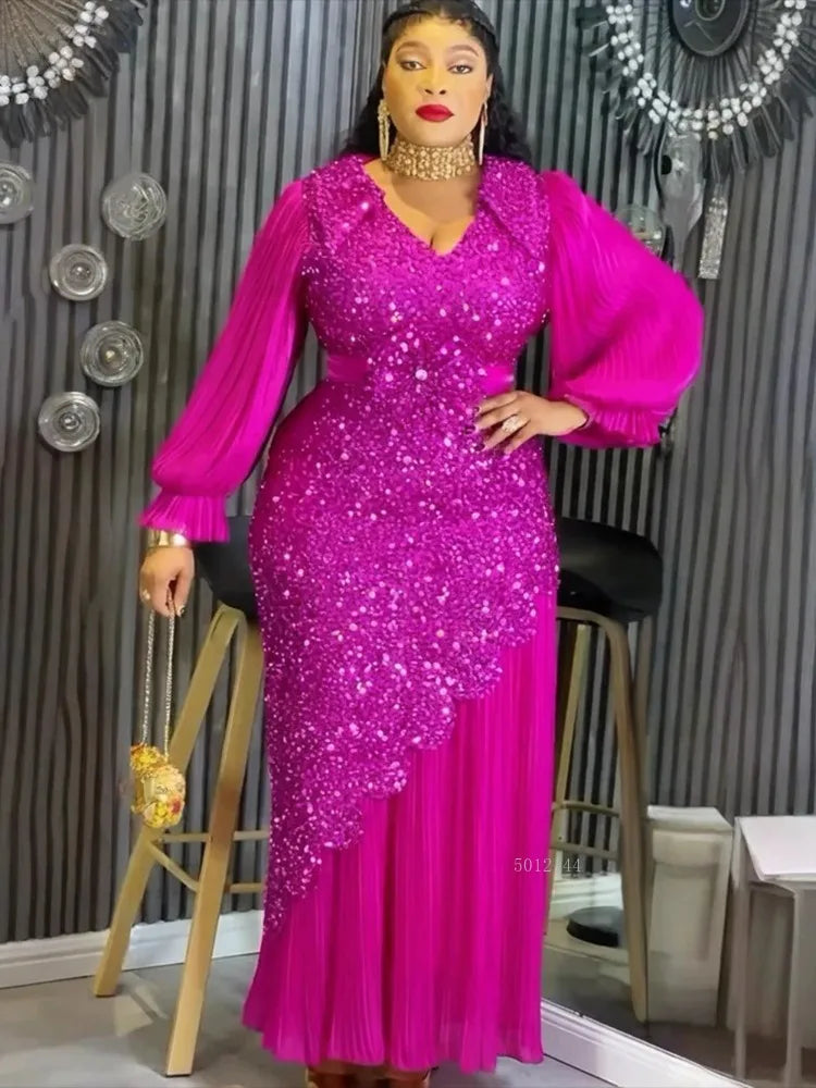 Wisconsin Plus Size Sequin Evening Party Long Elegant Dress