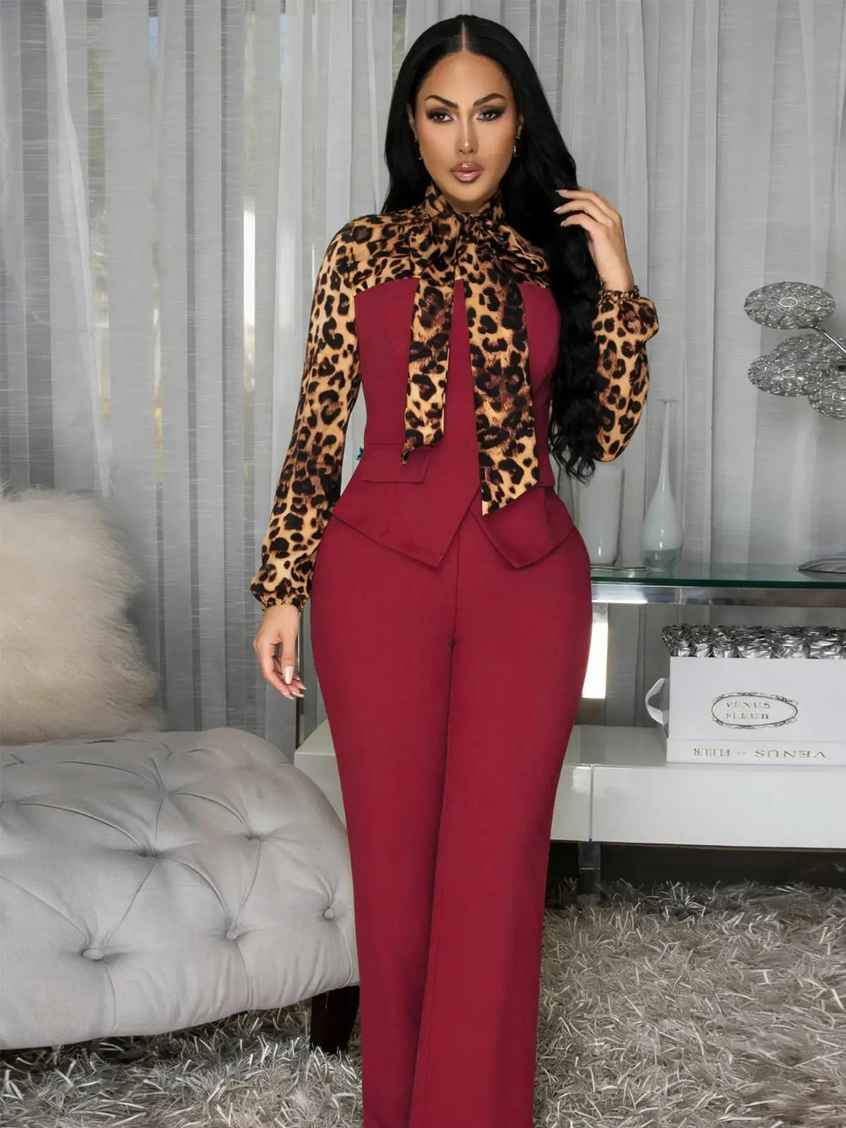 Karina New Fashion Leopard Print Two Piece Sets