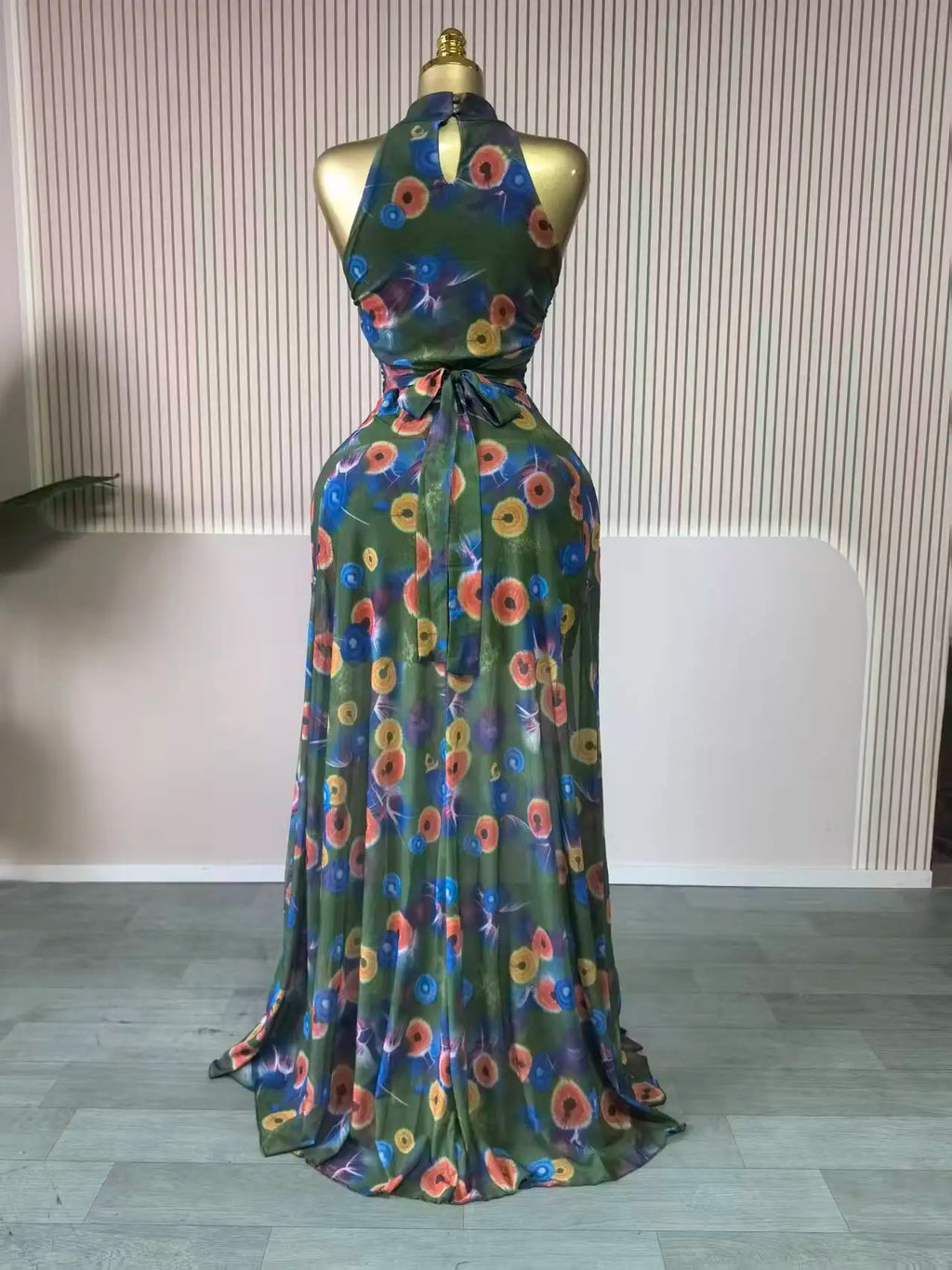 O Neck Sleeveless Floral Print Mermaid Evening Birthday Beach Sexy Maxi Dress