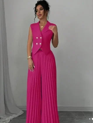 Jessy Fashion Solid Office Suit Casual Two Piece Set