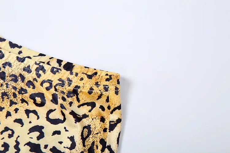 New York Puss Hipster Leopard Halter Chest Wrapped Matching Stretch Slim Set