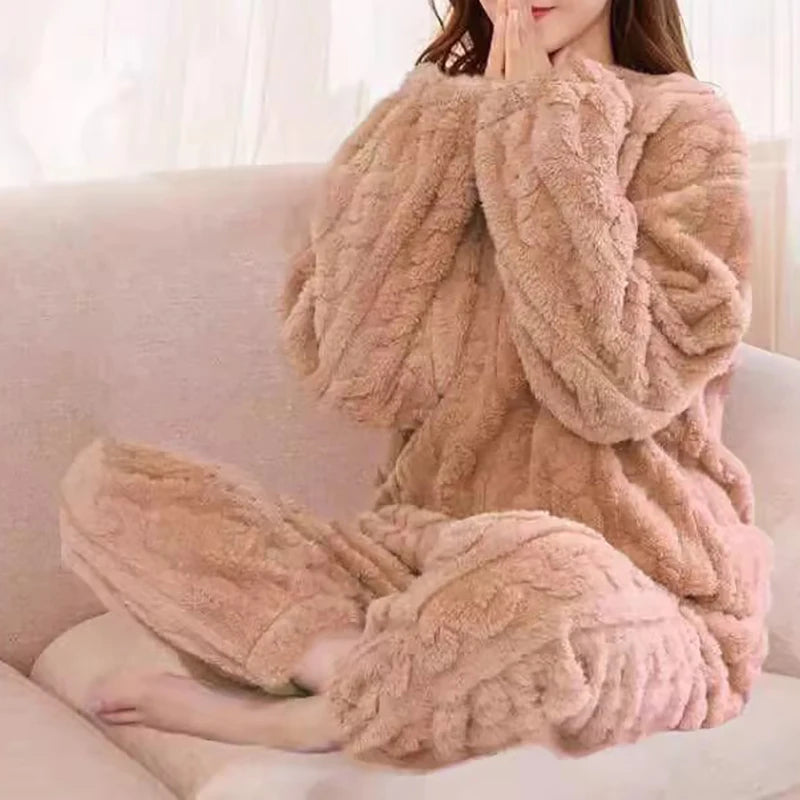 Lia Autumn Winter Plaid O-Neck Pullover Two Piece Sets