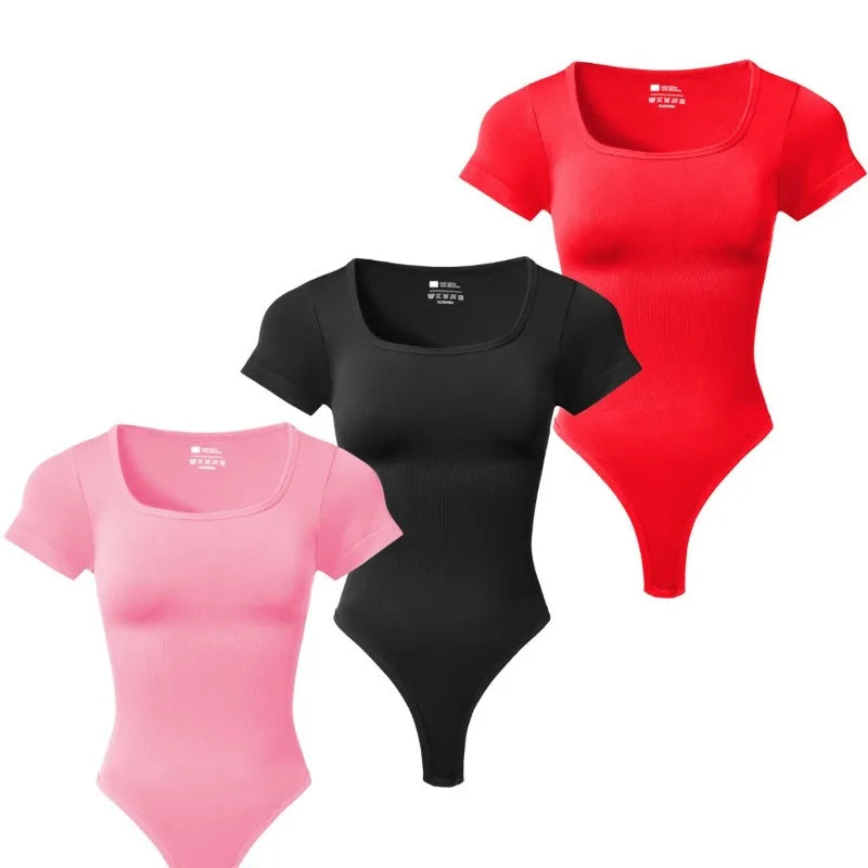 Women Plus Size Yoga Jumpsuit Seamless Square Neck High Elastic Workout Running Sport Jumpsuit