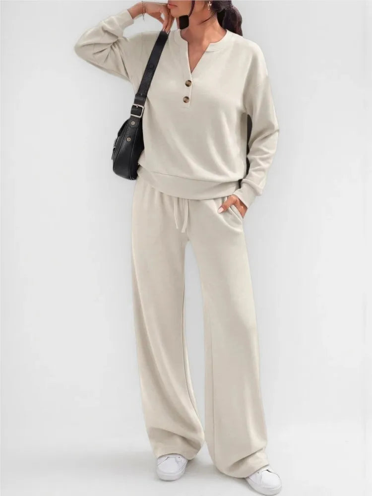 Maria Simple Style Fashionable Wide-leg Two Piece Sets