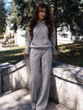Sanely Women Grey Leopard Print Two Piece Sets