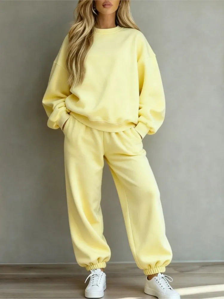 Diana Long-sleeved Casual Loose Fitting Two Piece Sets