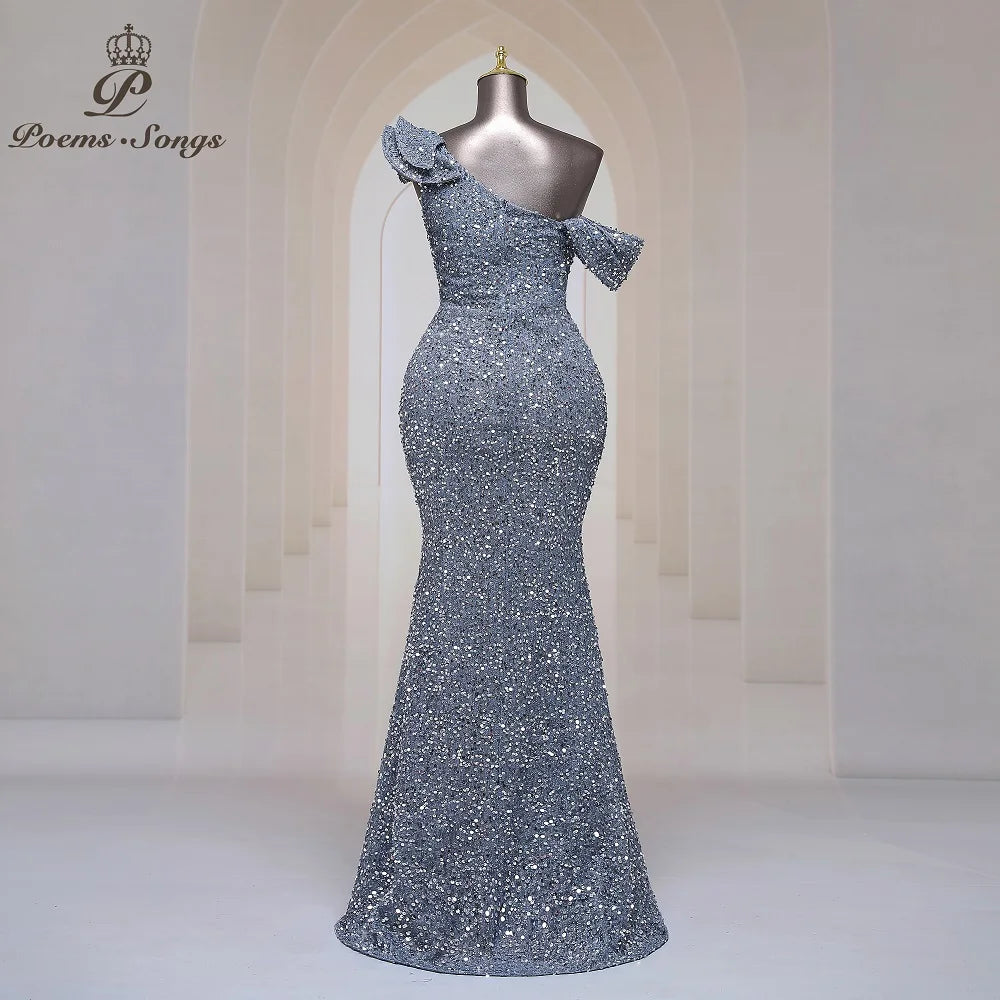 Georgia One Shoulder Evening Mermaid Sequins Party Maxi Dresses