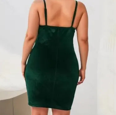 Sparta Plus Size Solid Ruched Cami Casual Sleeveless Cowl Neck Slim Dress