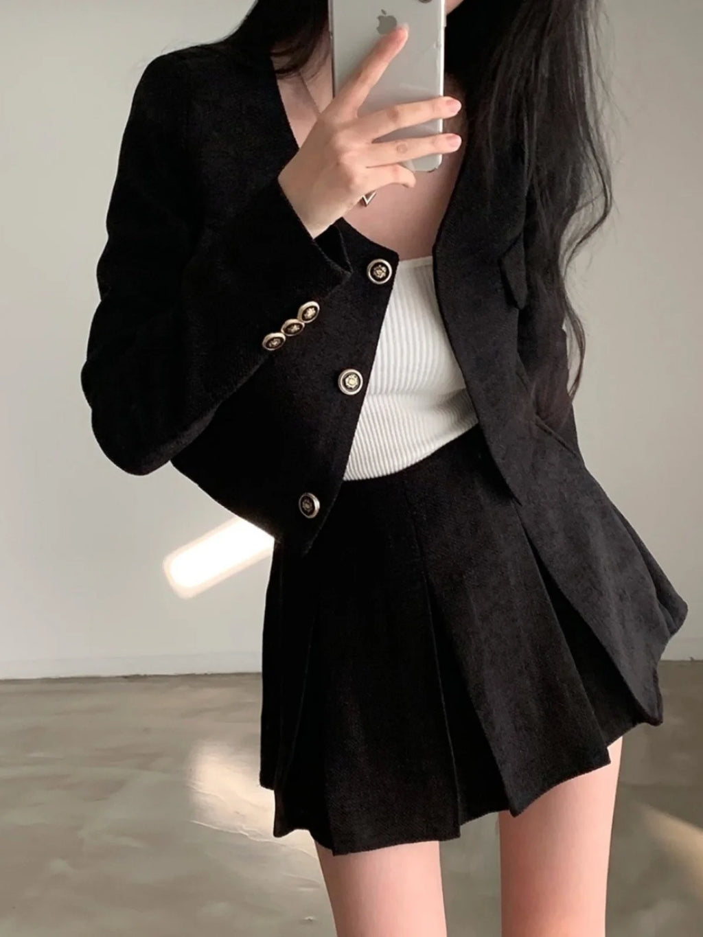 Diana Chic Short Coat And Pleated Two Piece Sets