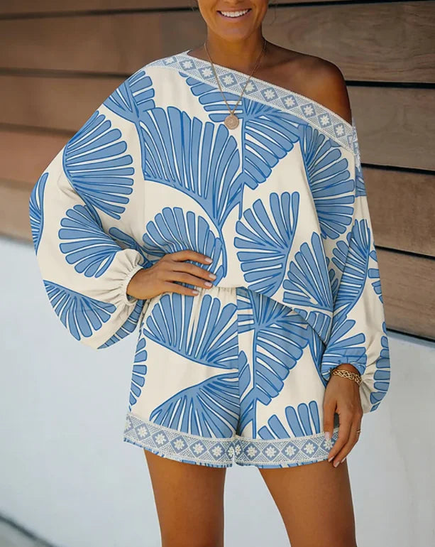 Sally Women's Tropical Leaf Print Two-Piece Sets