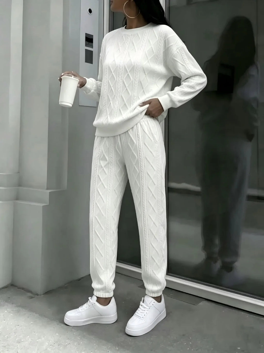 Ela Crewneck Long Sleeve Casual Loose Two Piece Sets