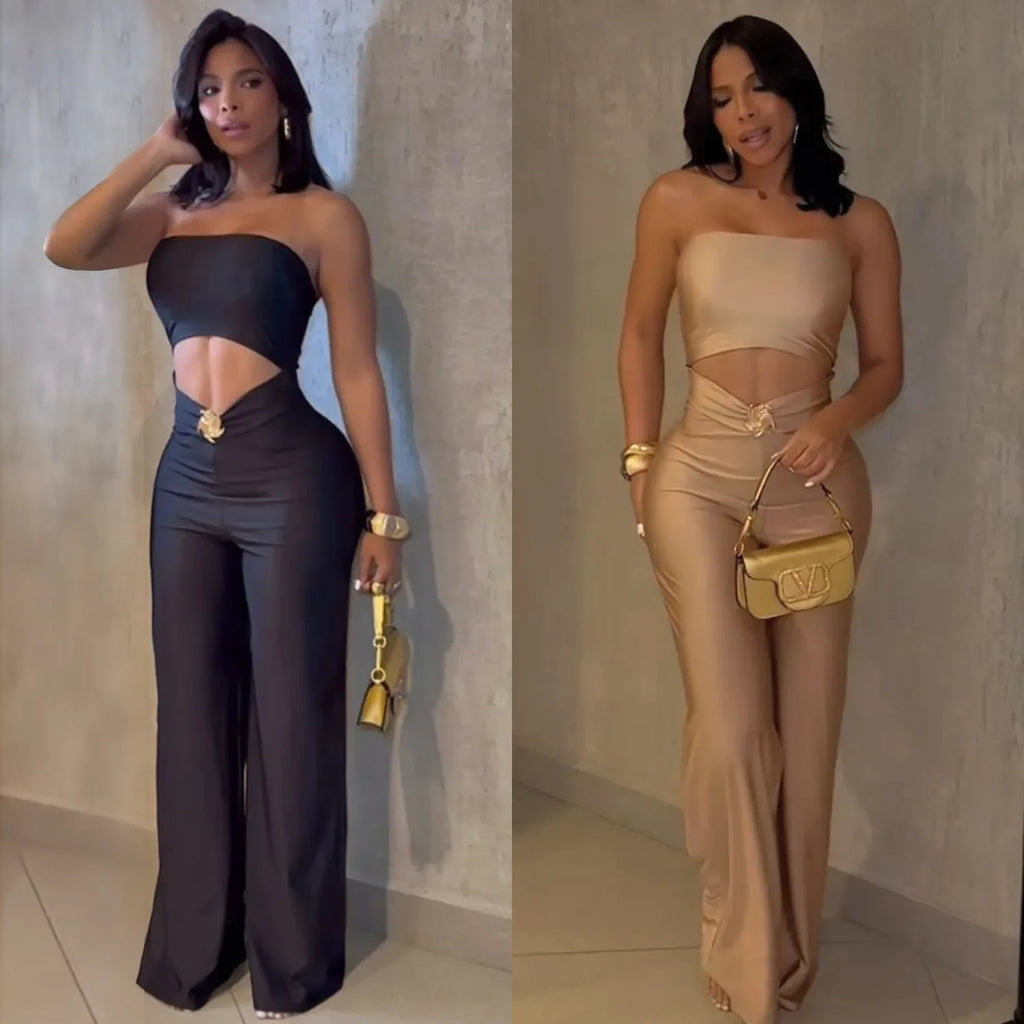 Honesdale Solid Color Sleeveless Backless Streetwear Jumpsuit