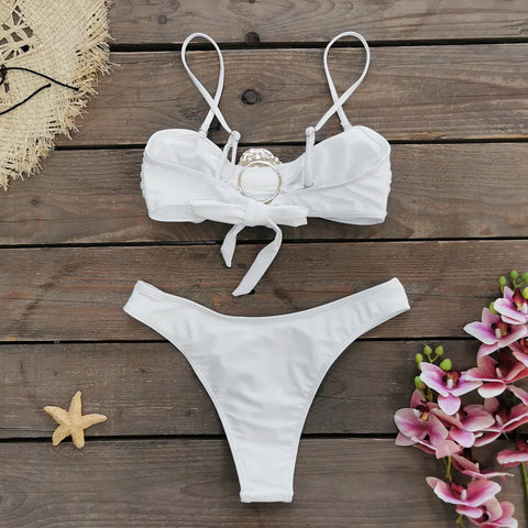 Cutchoque Off Shoulder Bikini Trend Swimwear Lady Holiday Bath Set