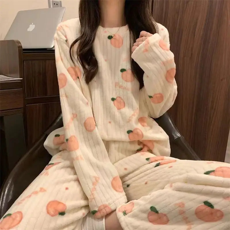 Lia Autumn Winter Plaid O-Neck Pullover Two Piece Sets