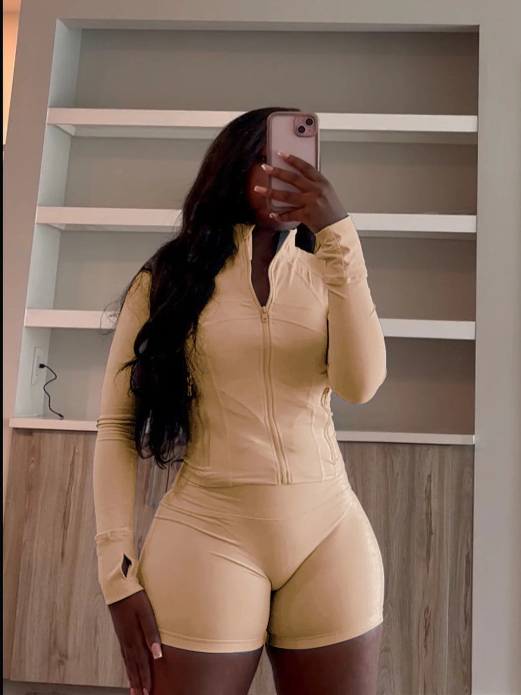 Olivia Fall Siold Bodycon Zipper Tracksuits Two Piece Sets