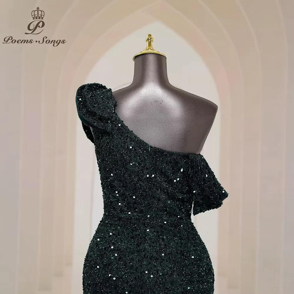 Georgia One Shoulder Evening Mermaid Sequins Party Maxi Dresses