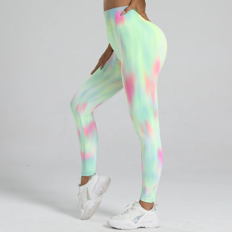 Roselle Tie dye High Waist Legging Push Up Scrunch Gym Sports Yoga Pants